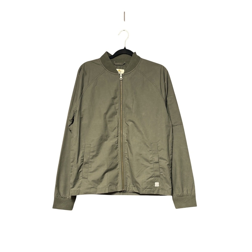 Marine Layer Glenn Wax Canvas Bomber Jacket Olive Green Small